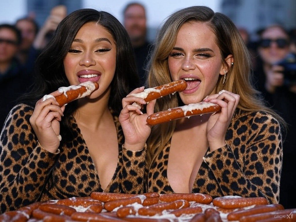 5diHNjKI Emma Watson and Cardi playing with sausages 18.jpg